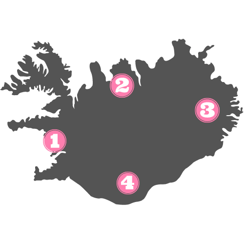 Mapa de las zonas a visitar en Islandia